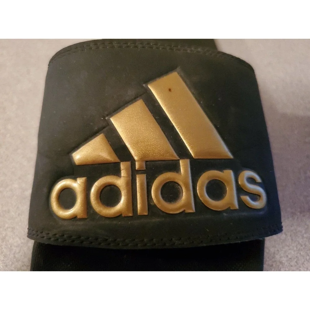 Adidas Adilette Shower Slides Mens Sz 7 EG1850 Logo Athletic Sandals Black Gold